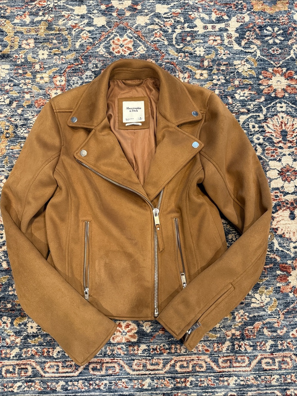Abercrombie & Fitch Women's Faux Suede Camel Moto Jacket